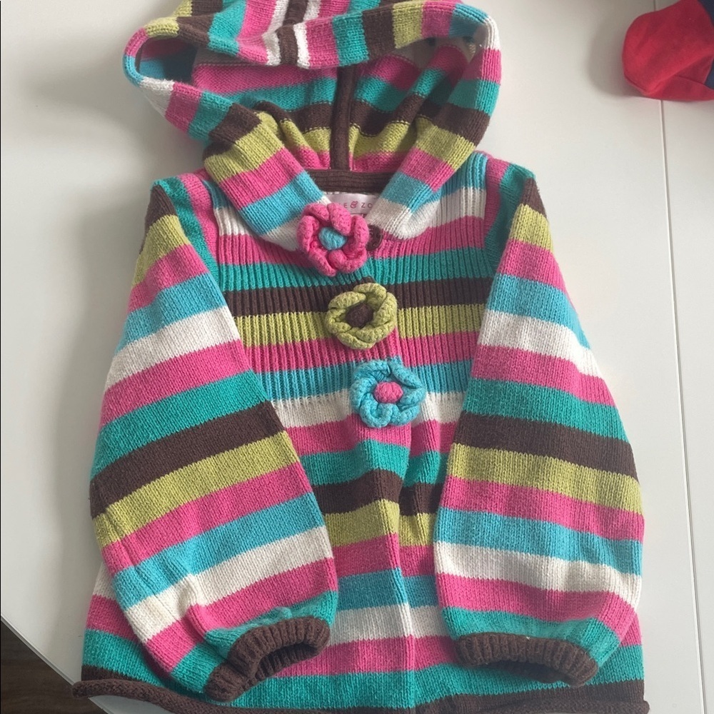 Maggie & Zoe Pink and Teal Striped Sweater